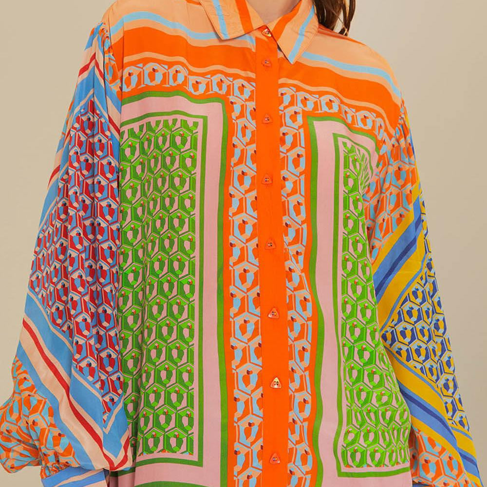 Anneliese | Einzigartige Bluse Colorata mit Look tropisch