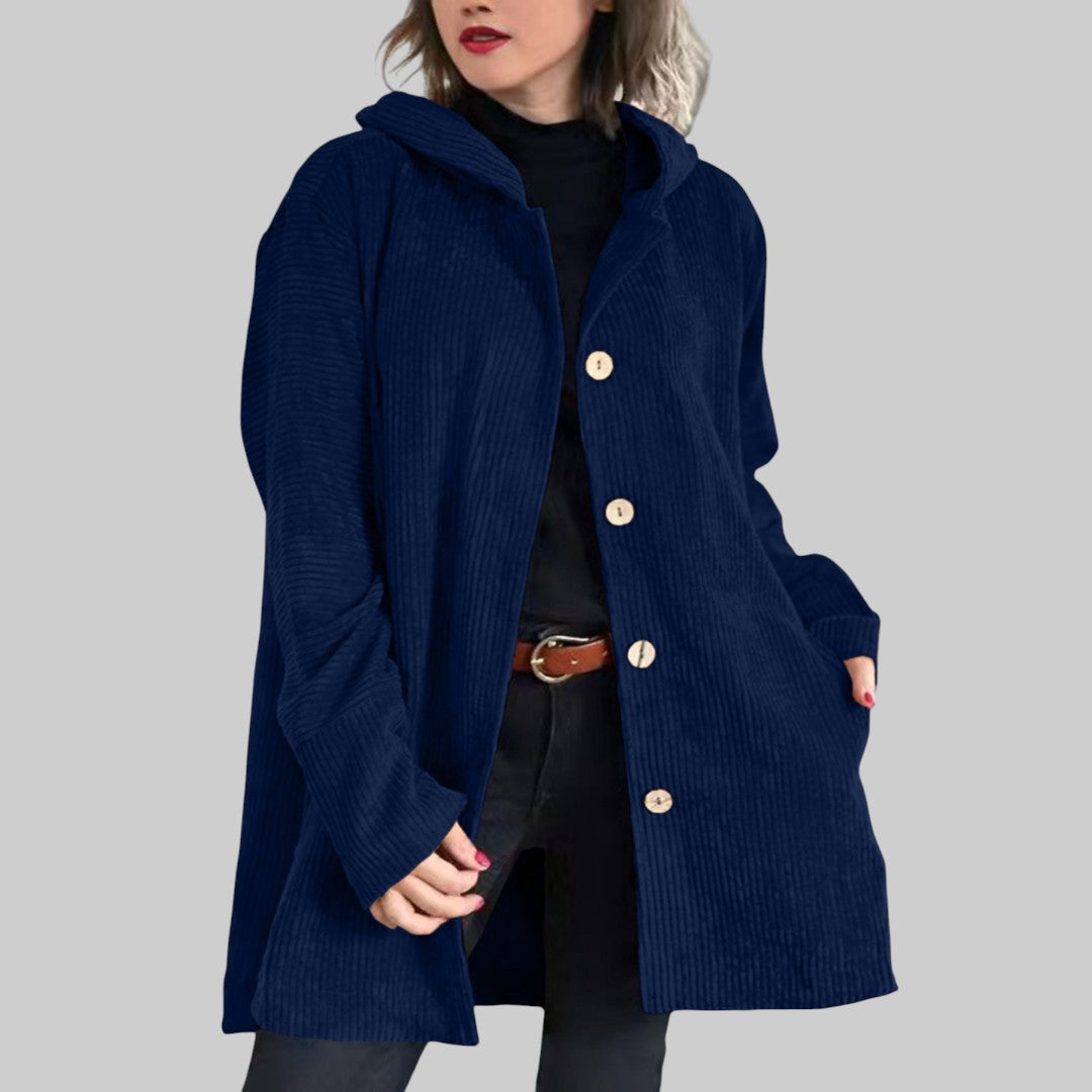 Laoise | Gestepptes Cord-Jacke mit Kapuze