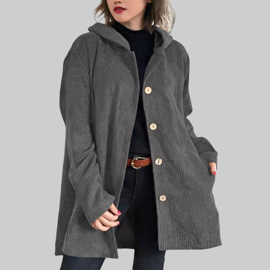 Laoise | Gestepptes Cord-Jacke mit Kapuze