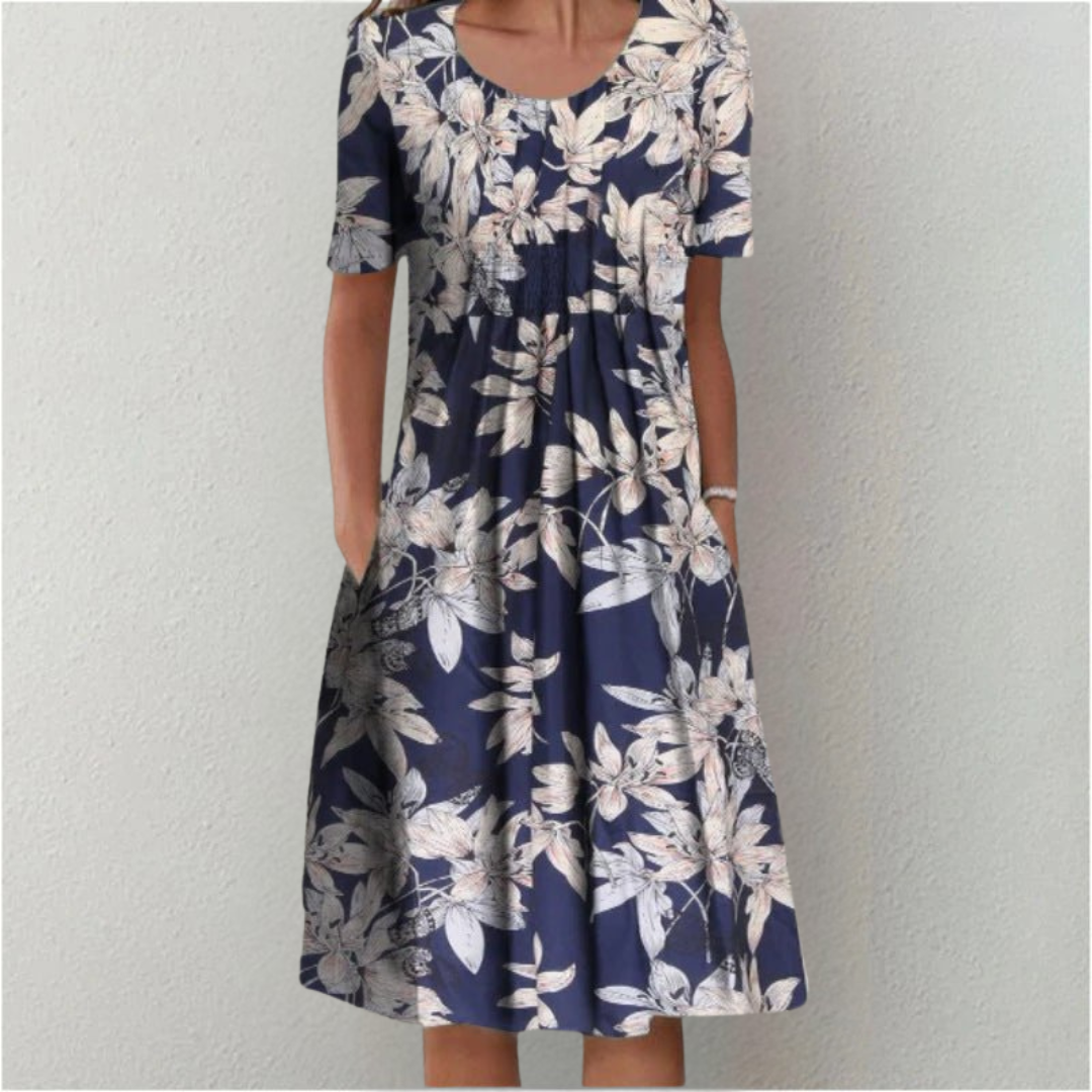 Catriona | Elegantes lässiges Blumenkleid mit Taschen