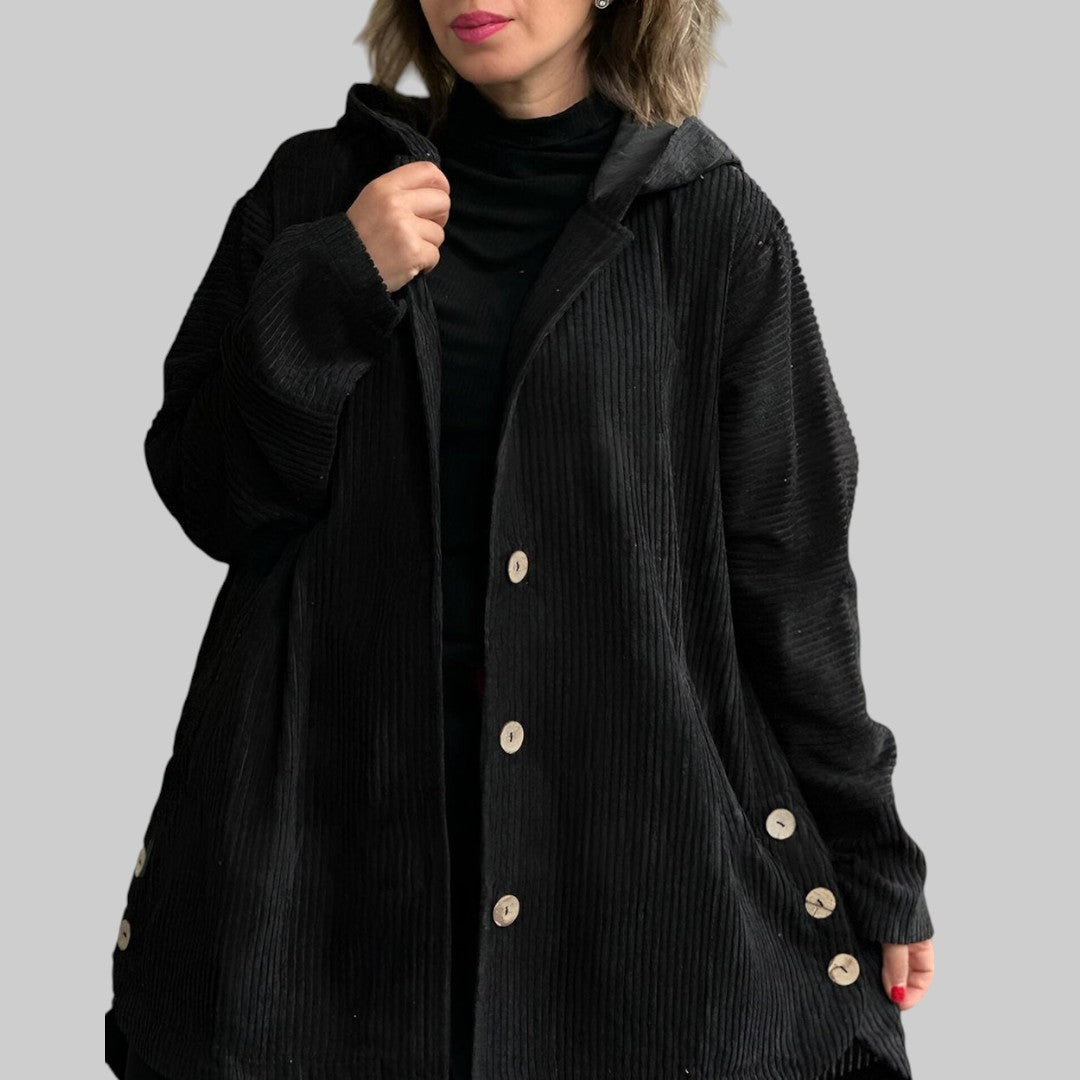 Laoise | Gestepptes Cord-Jacke mit Kapuze