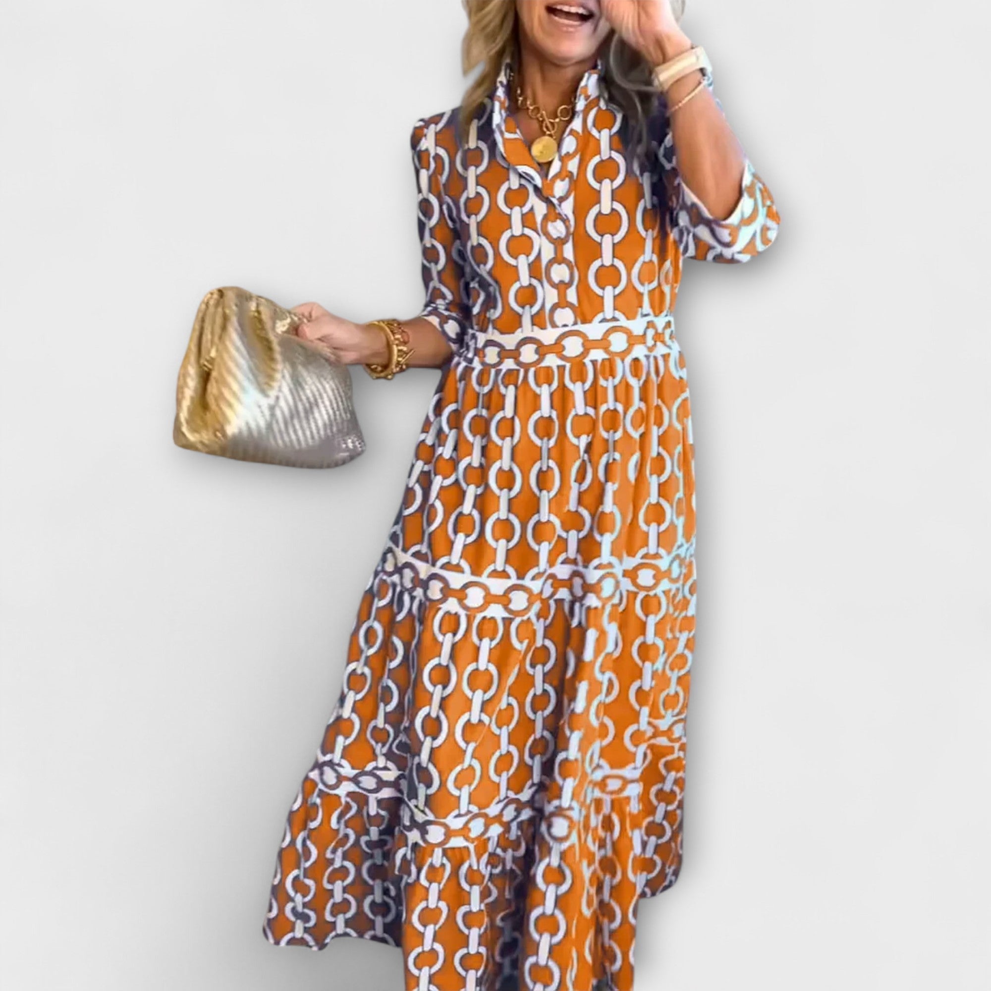 Grainne | Kettenmuster Midi-Kleid