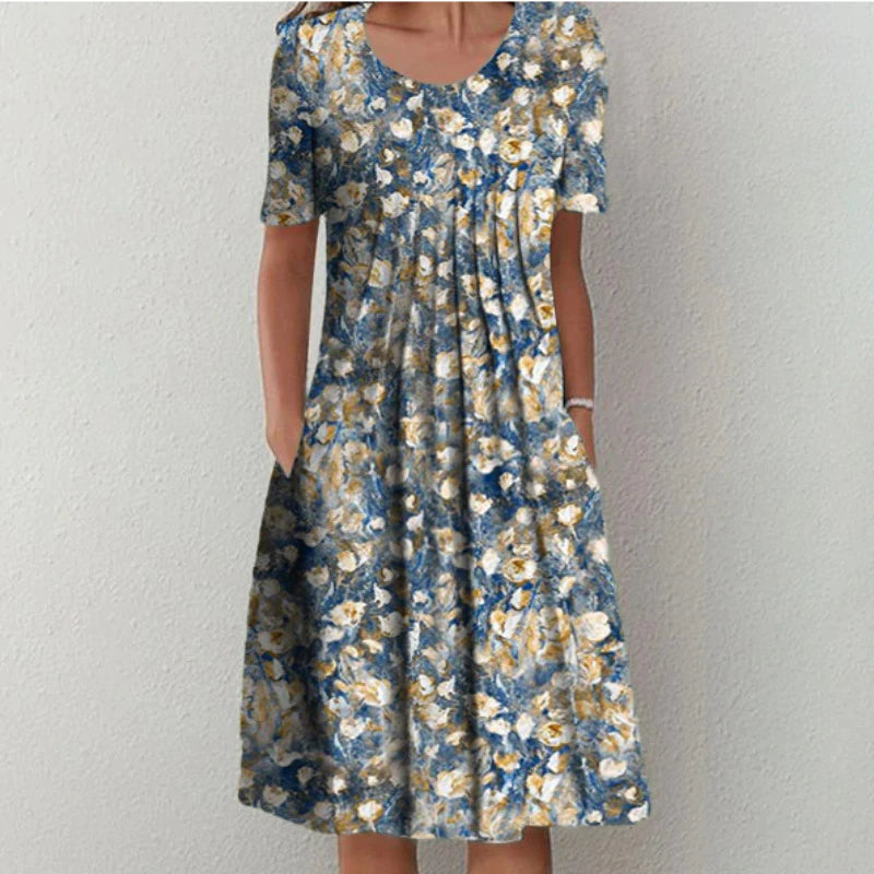 Catriona | Elegantes lässiges Blumenkleid mit Taschen