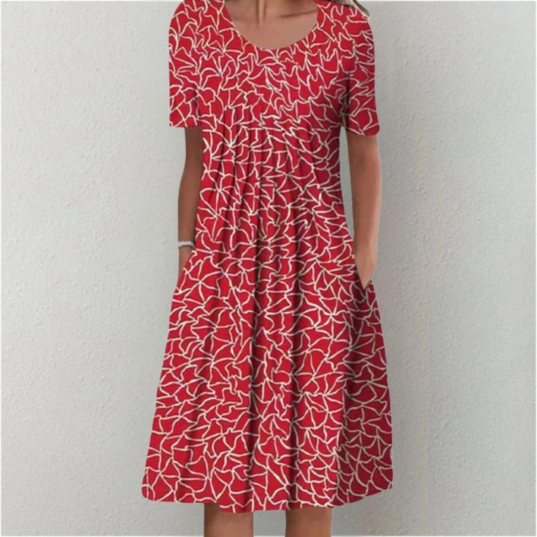 Catriona | Elegantes lässiges Blumenkleid mit Taschen
