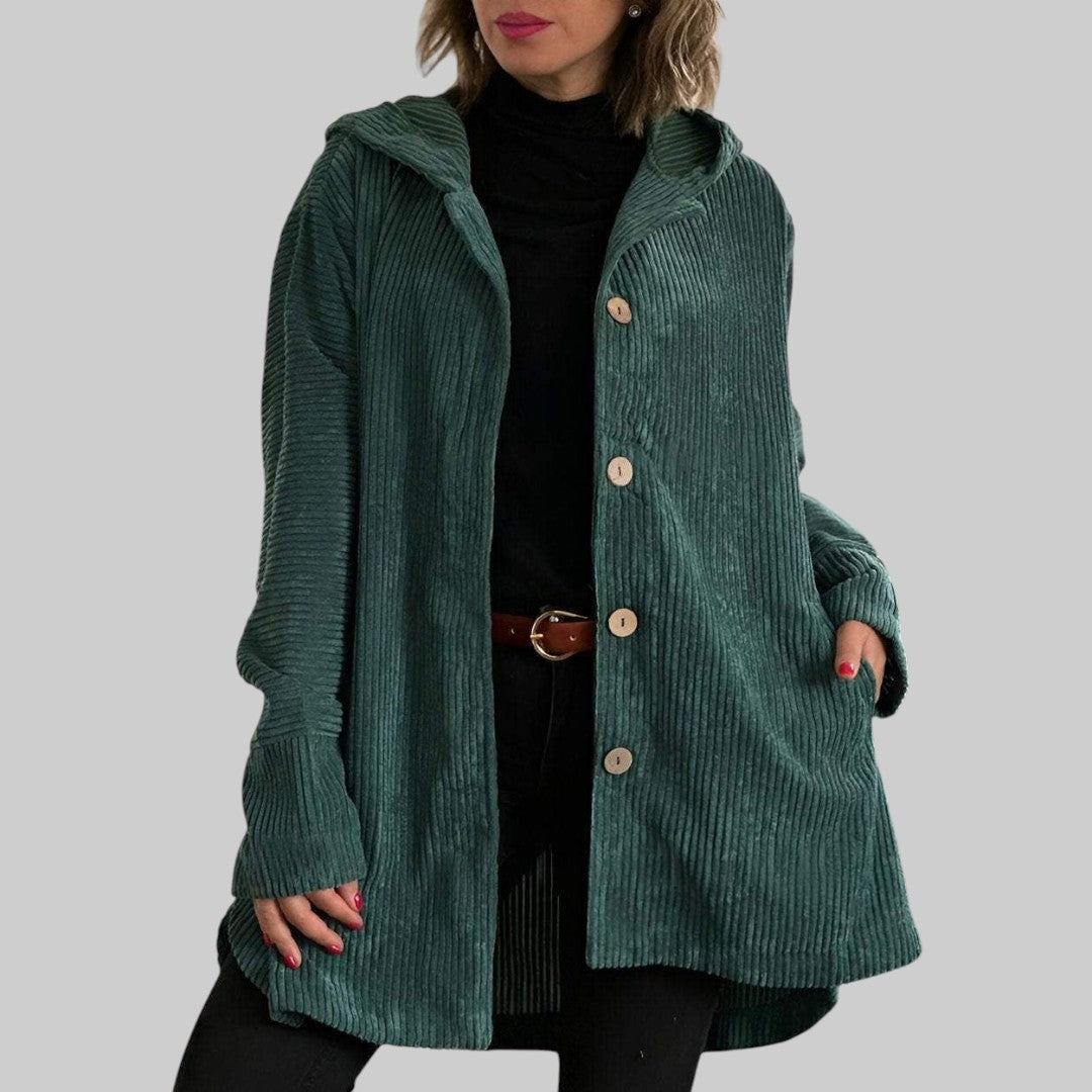 Laoise | Gestepptes Cord-Jacke mit Kapuze