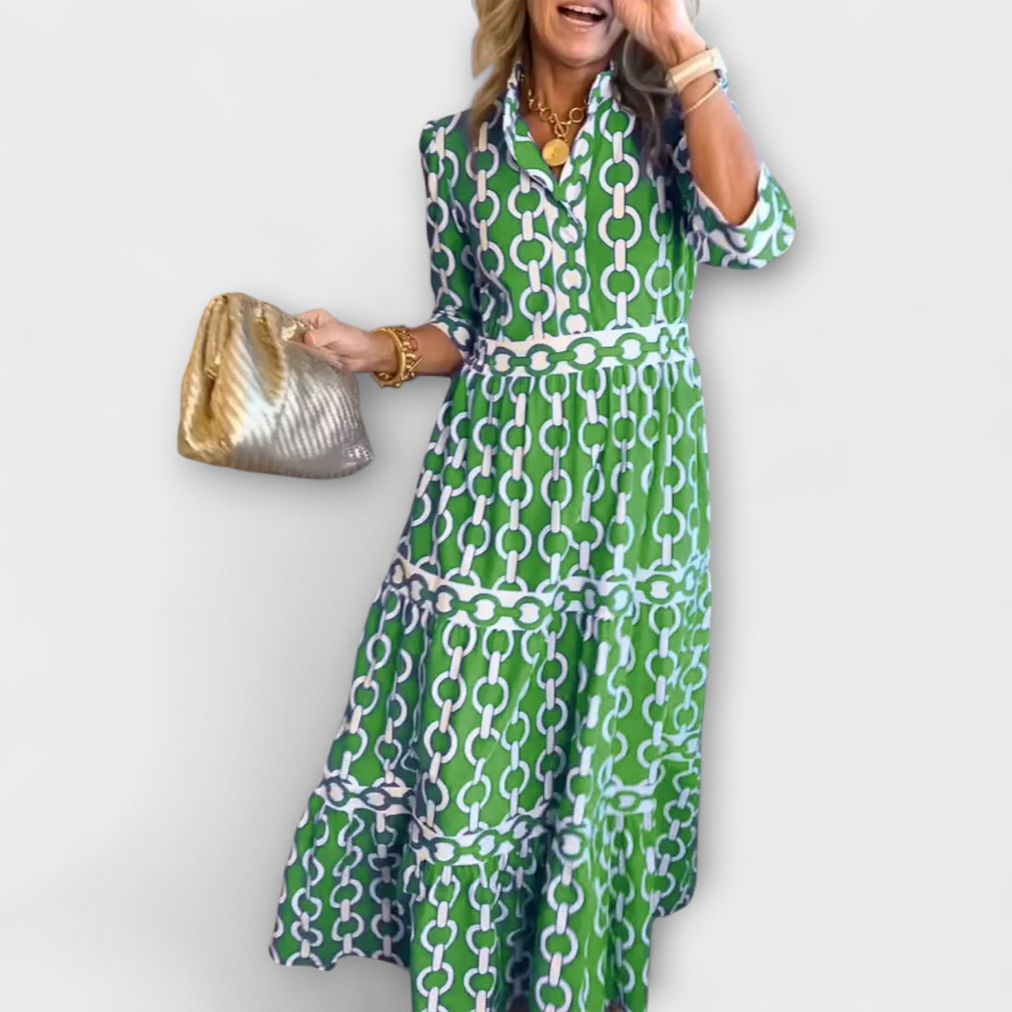Grainne | Kettenmuster Midi-Kleid