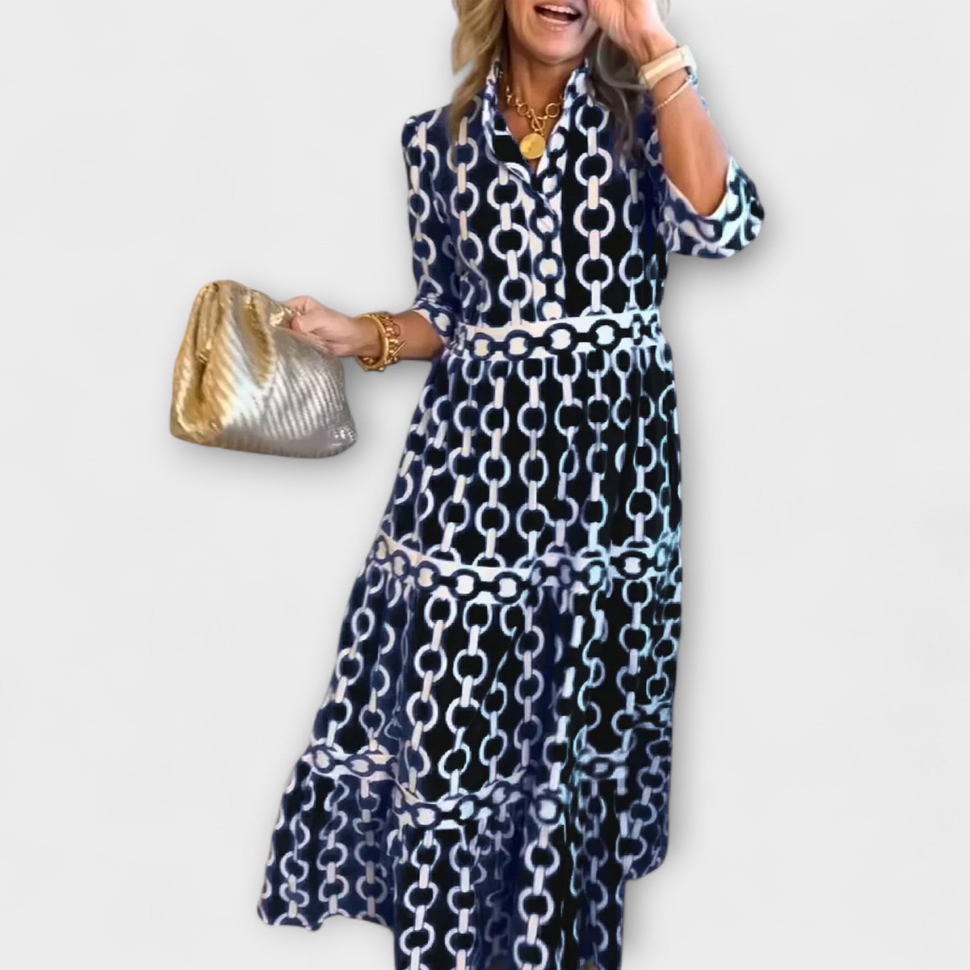 Grainne | Kettenmuster Midi-Kleid