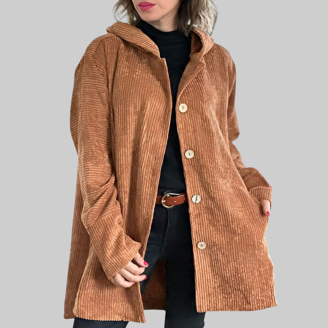 Laoise | Gestepptes Cord-Jacke mit Kapuze