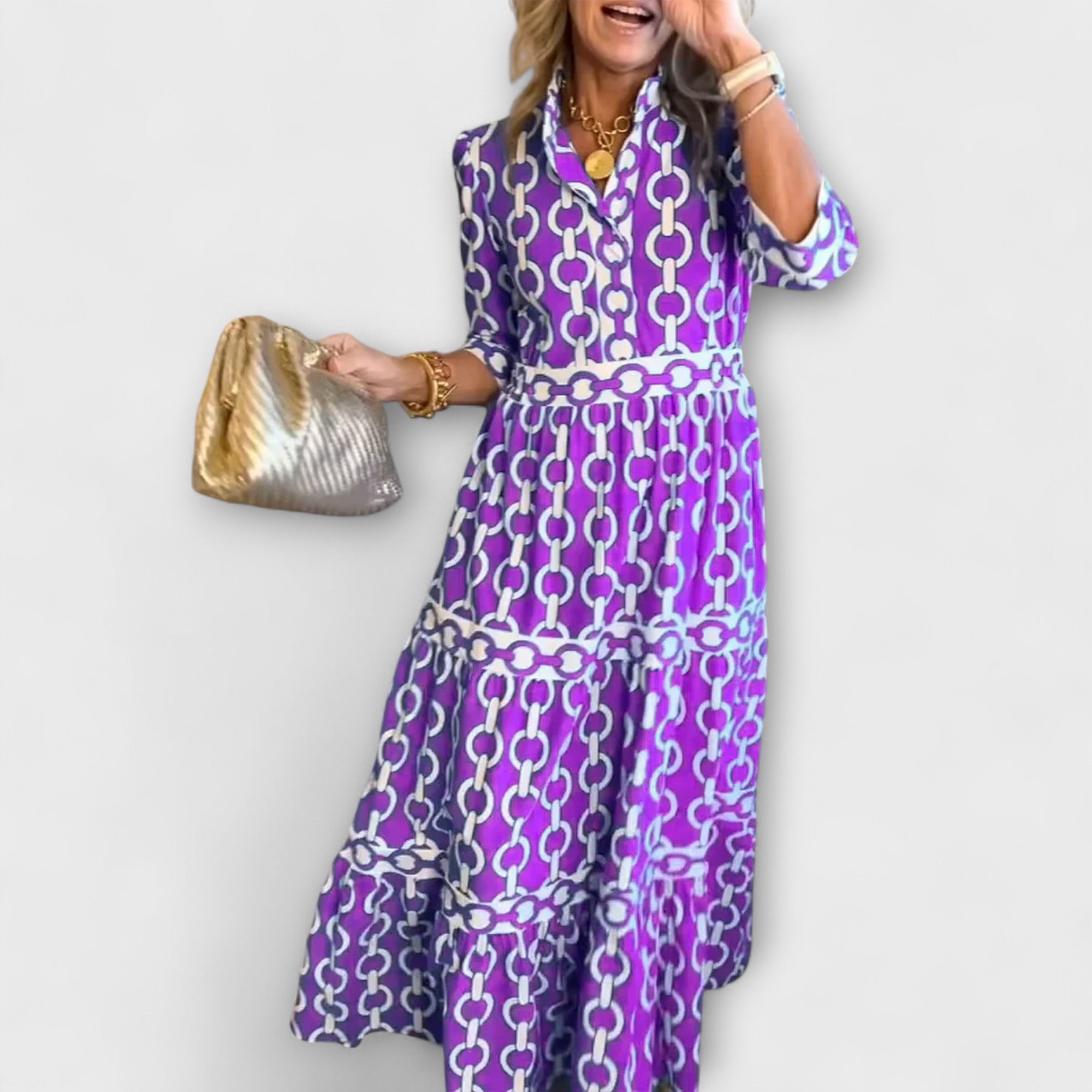Grainne | Kettenmuster Midi-Kleid