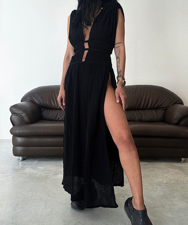 Peig | Texturiertes Schlitzkleid