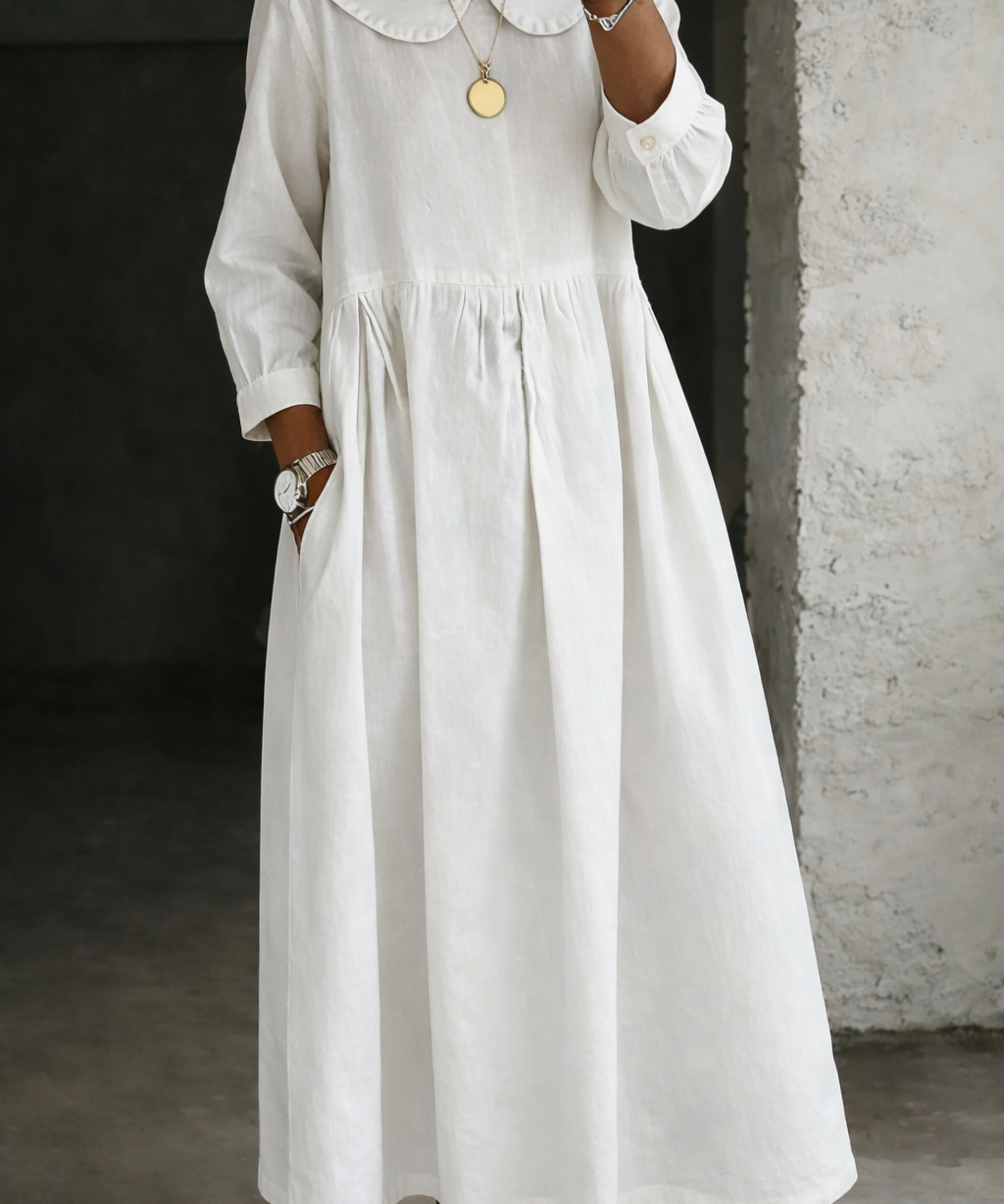 Leonor - Denim-Kleid mit Peter-Pan-Kragen
