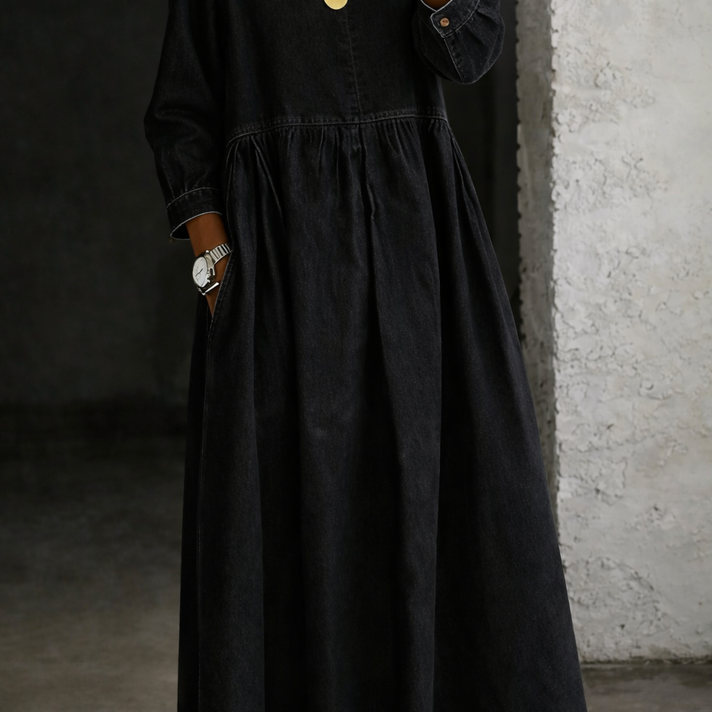 Leonor - Denim-Kleid mit Peter-Pan-Kragen