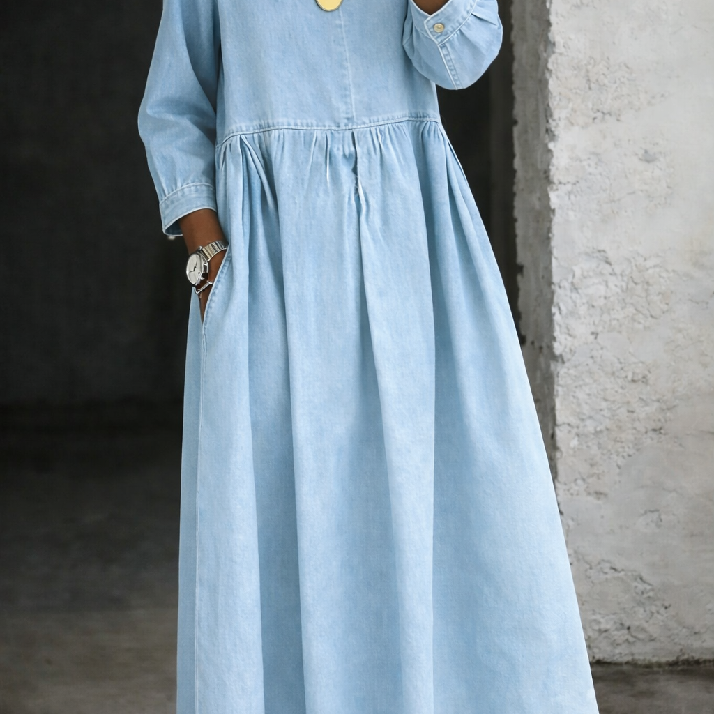 Leonor - Denim-Kleid mit Peter-Pan-Kragen