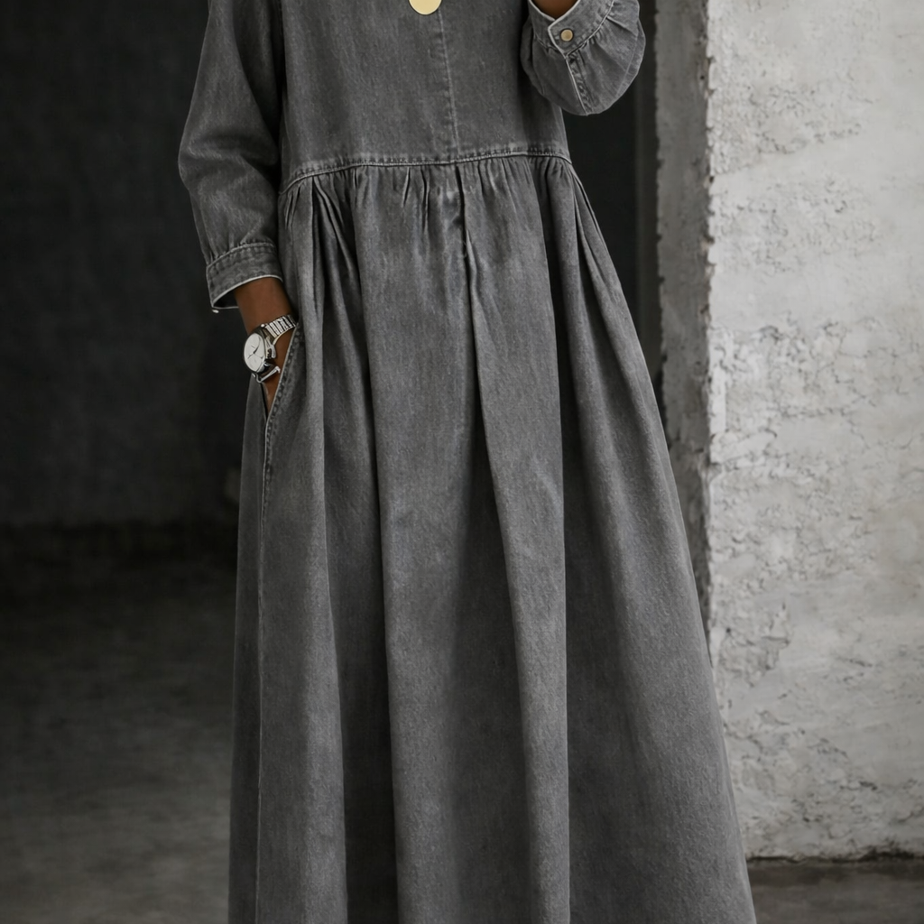 Leonor - Denim-Kleid mit Peter-Pan-Kragen