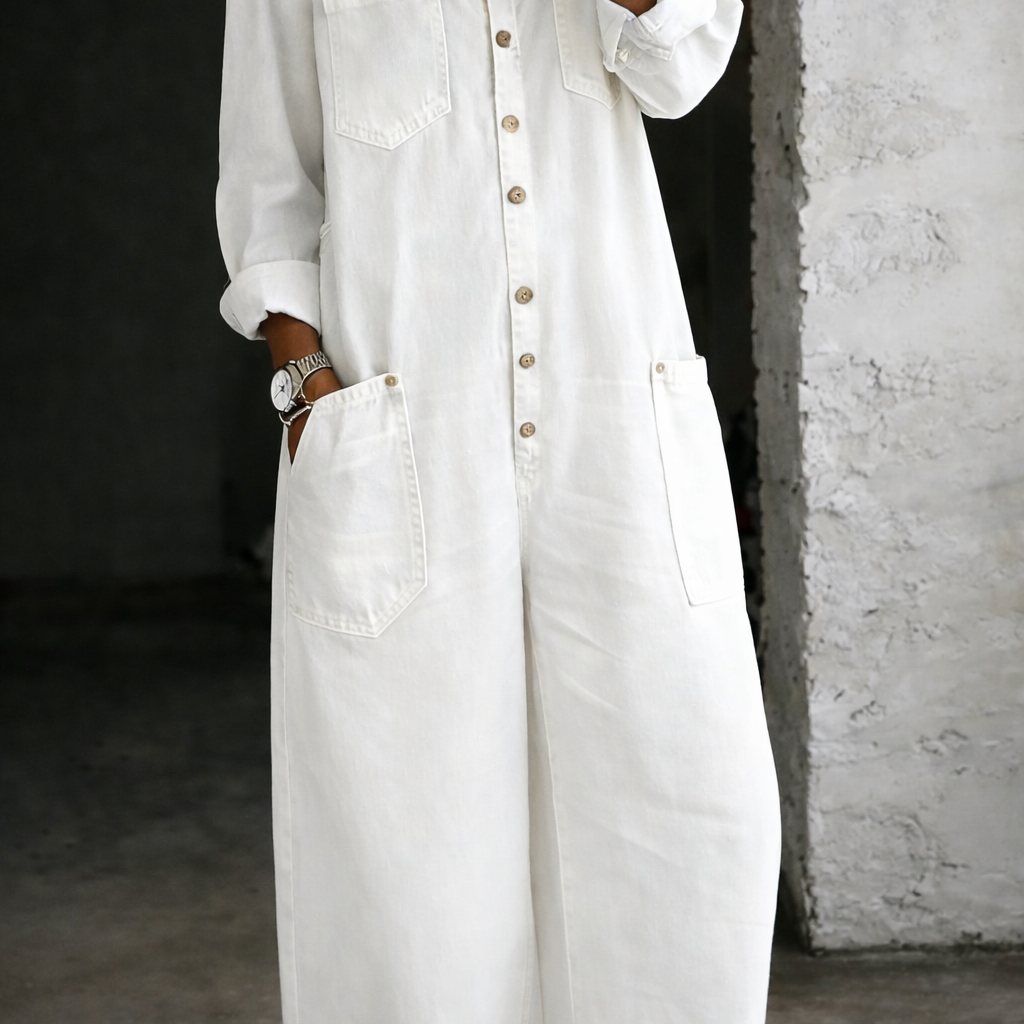 Helena - Langärmliger Jumpsuit mit Freiliegenden Schultern