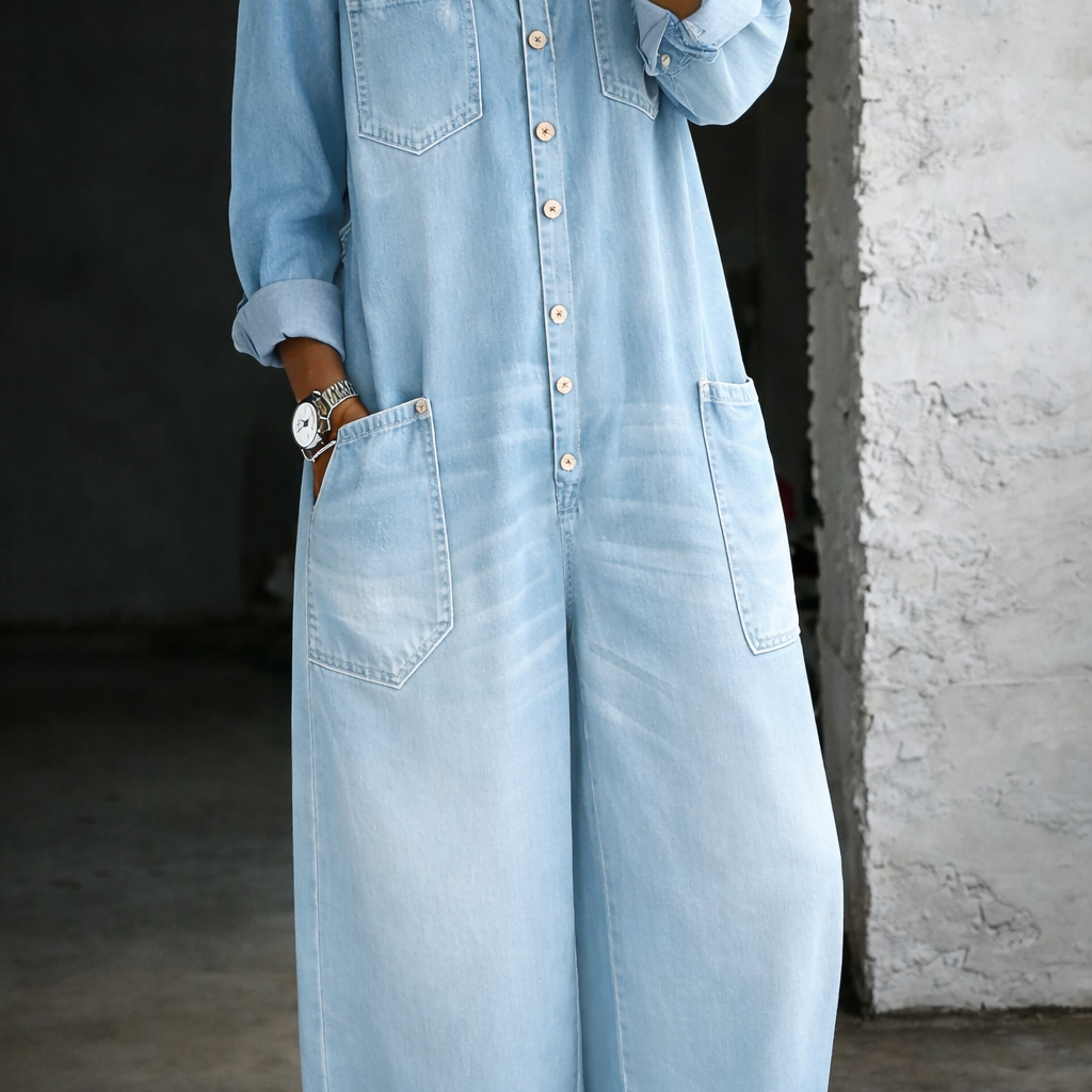 Helena - Langärmliger Jumpsuit mit Freiliegenden Schultern