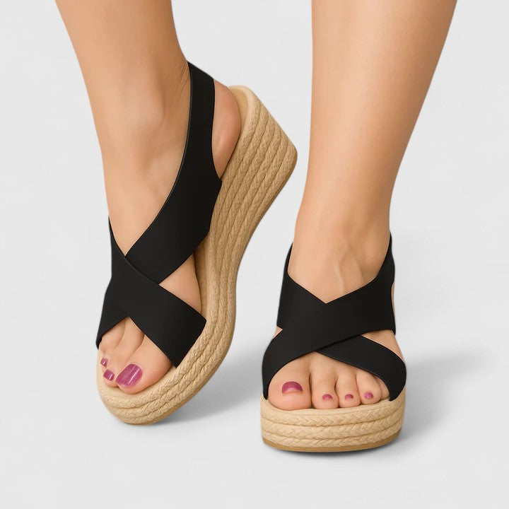 Keavy | Wedge Cross-Strap Sandalen