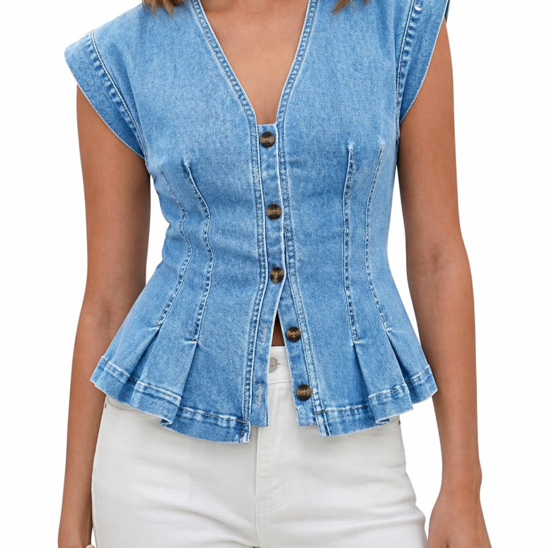 Eimear | V-Ausschnitt Denim Top