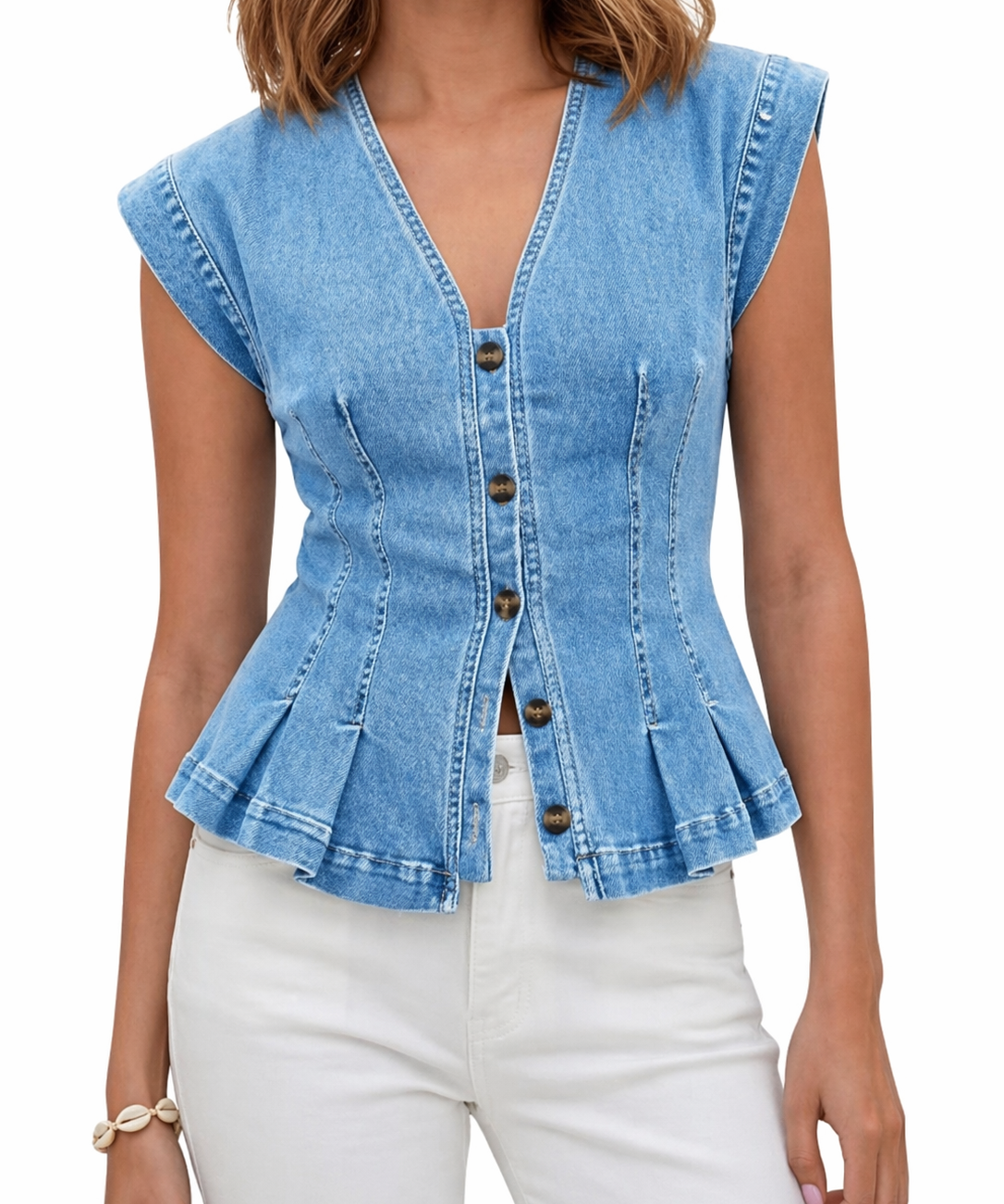 Vera - Denim-Top mit V-Ausschnitt
