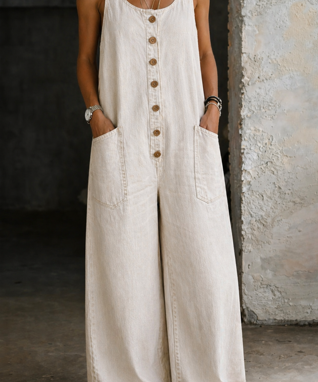 Sara - Vintage-Washed Baumwoll-Jumpsuit