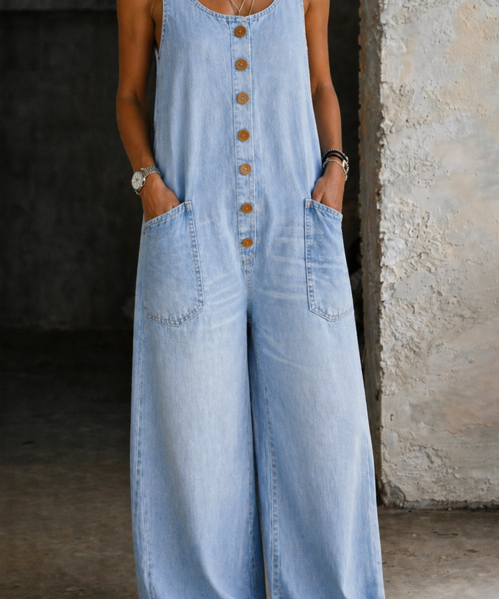 Sara - Vintage-Washed Baumwoll-Jumpsuit