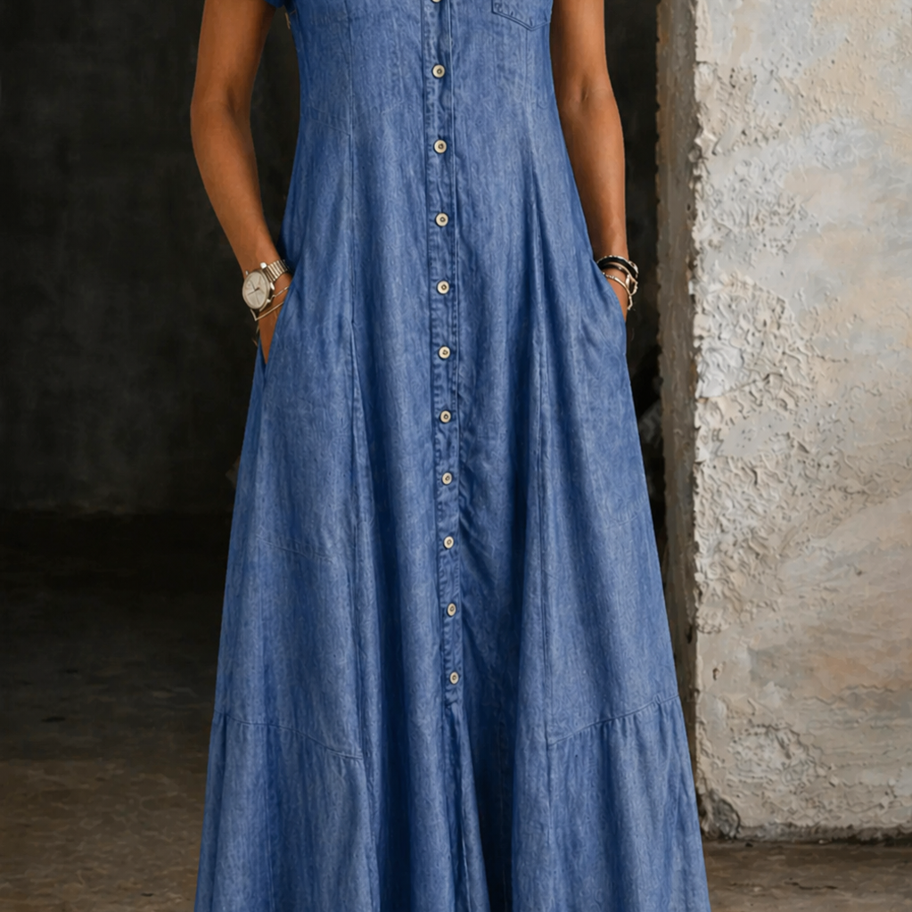 Eliza - Langes Denim-Kleid