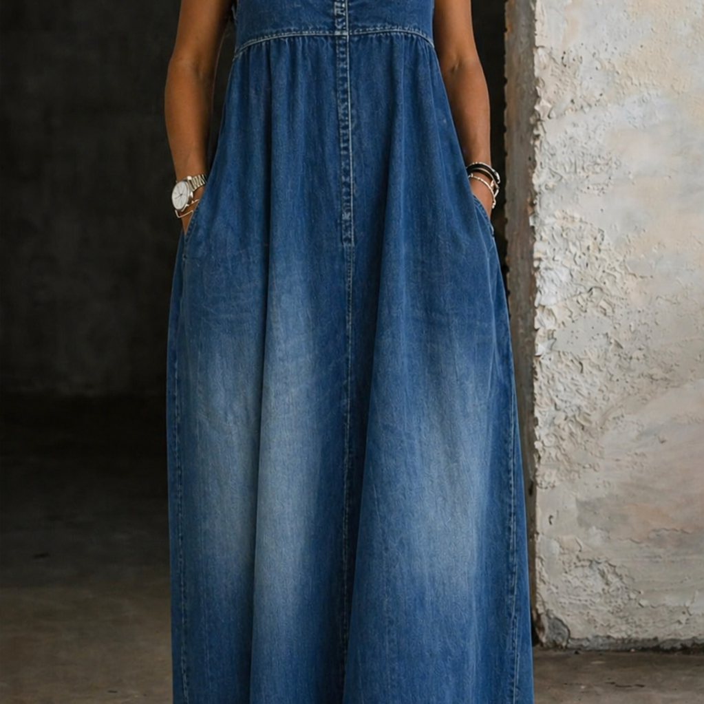 Gobnait | Lockeres Denim-Westen-Kleid