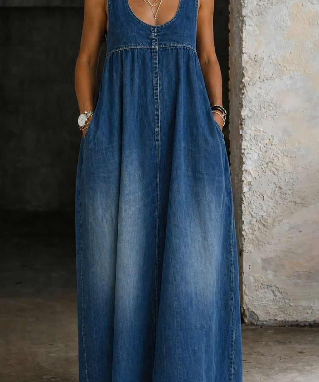 Gobnait | Lockeres Denim-Westen-Kleid