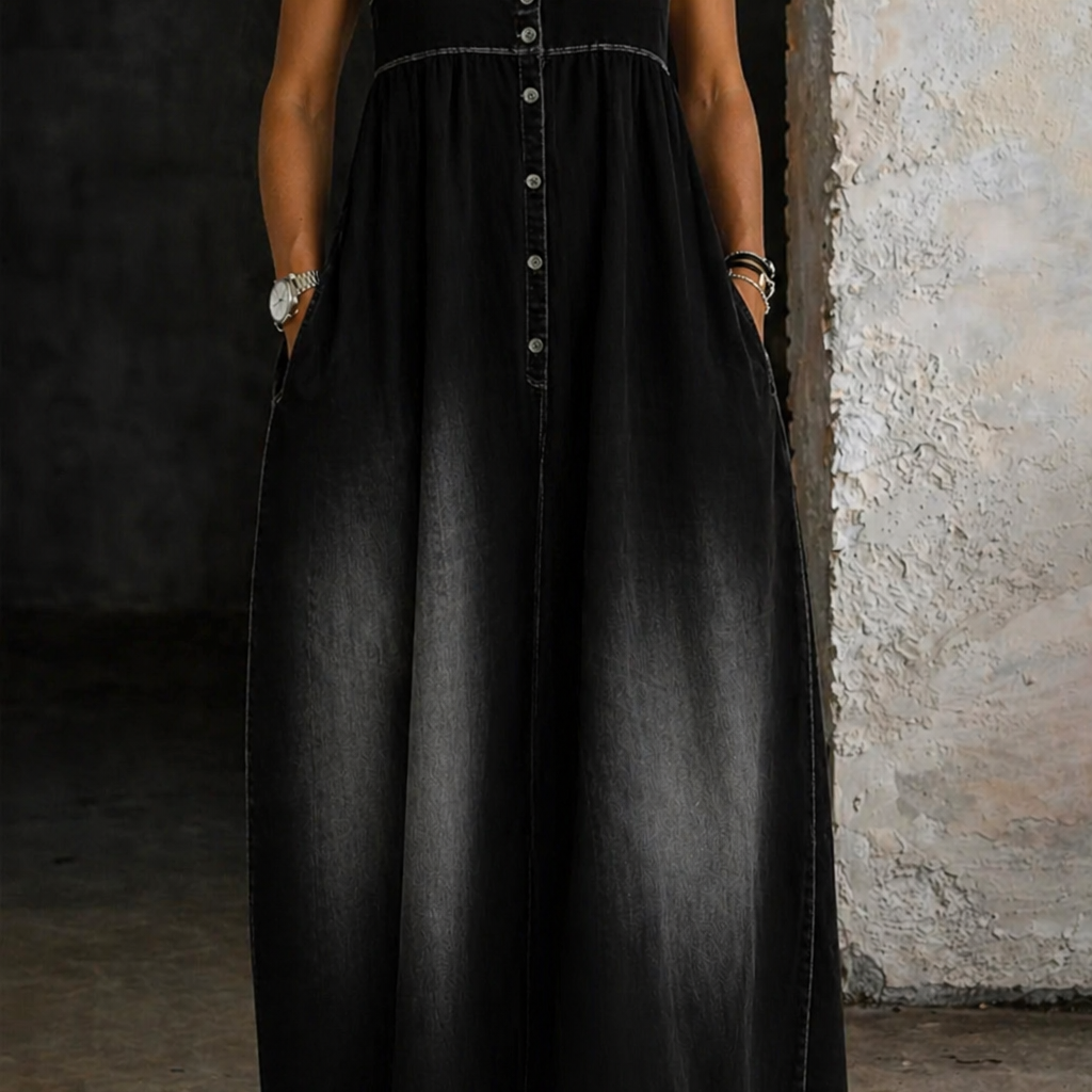 Gobnait | Lockeres Denim-Westen-Kleid