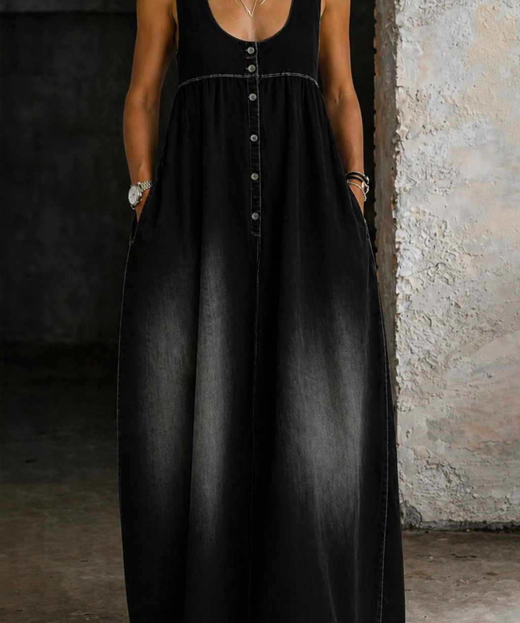 Gobnait | Lockeres Denim-Westen-Kleid