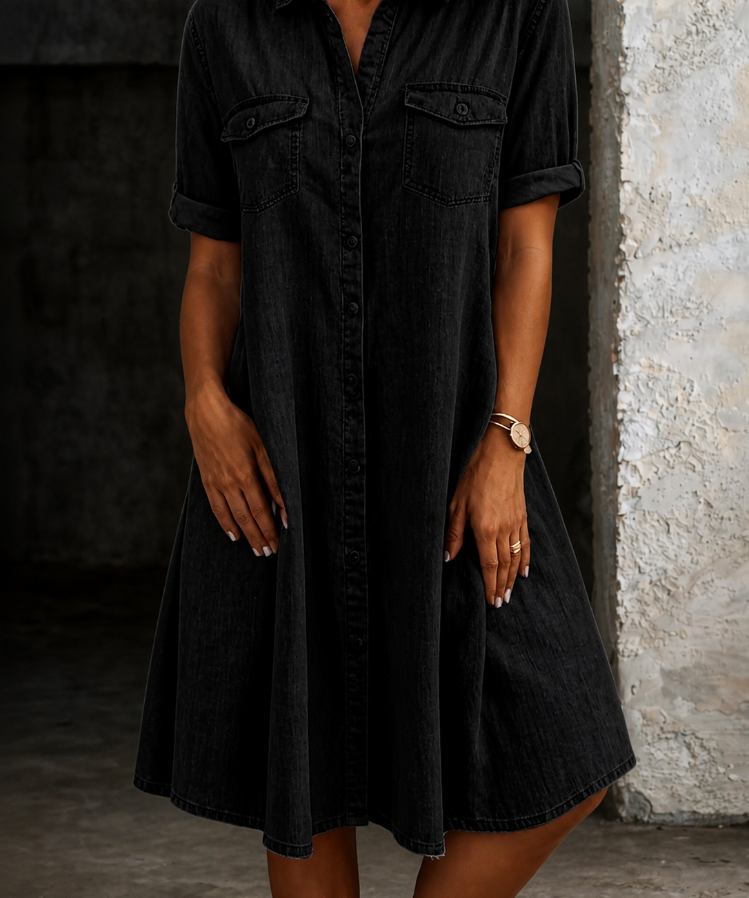 Clodagh | Lässiges Denim-Midi-Kleid