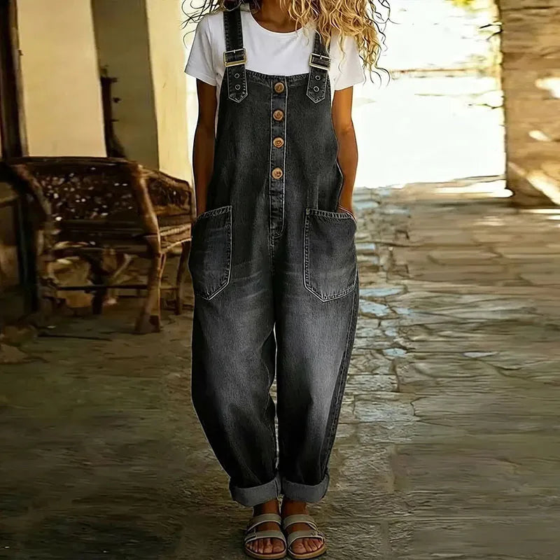 Ana - Vintage-Jumpsuit aus weicher Baumwolle mit Denim-Optik