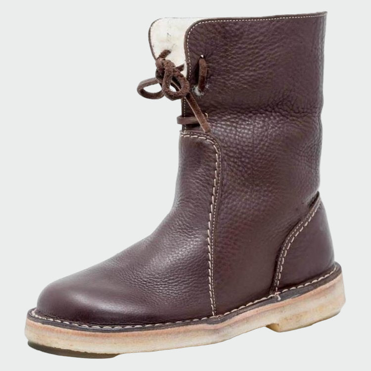 Wasserdichte Lederstiefel mit Wollfutter