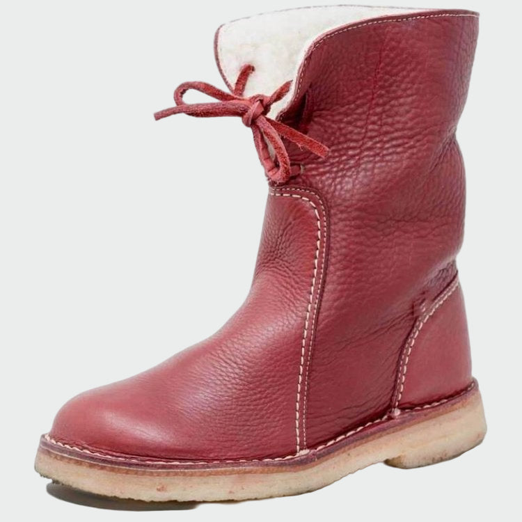 Wasserdichte Lederstiefel mit Wollfutter