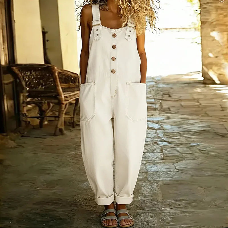 Ana - Vintage-Jumpsuit aus weicher Baumwolle mit Denim-Optik