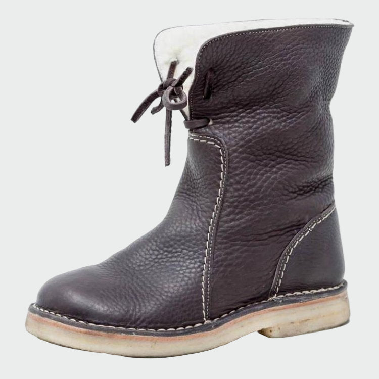 Wasserdichte Lederstiefel mit Wollfutter