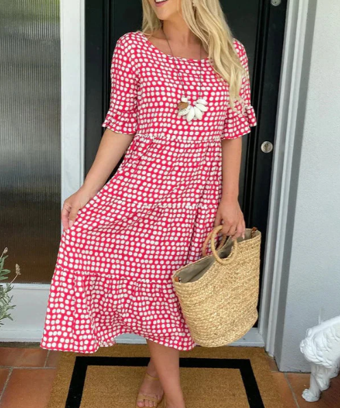 Eimear | Midi-Kleid mit kurzen Ärmeln