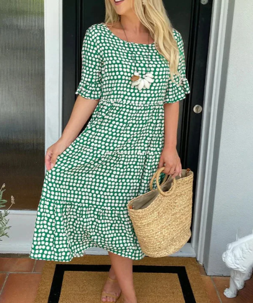 Eimear | Midi-Kleid mit kurzen Ärmeln