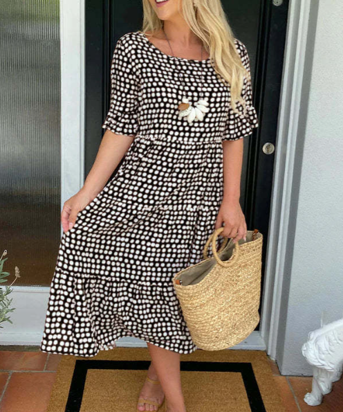 Eimear | Midi-Kleid mit kurzen Ärmeln