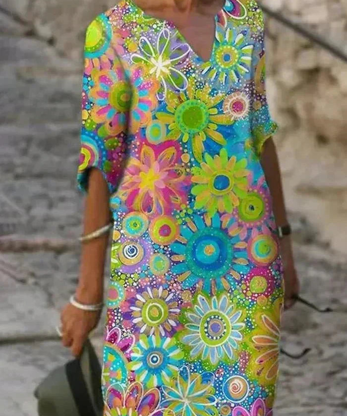 Nira | Lebhaftes Floral-Midi-Kleid