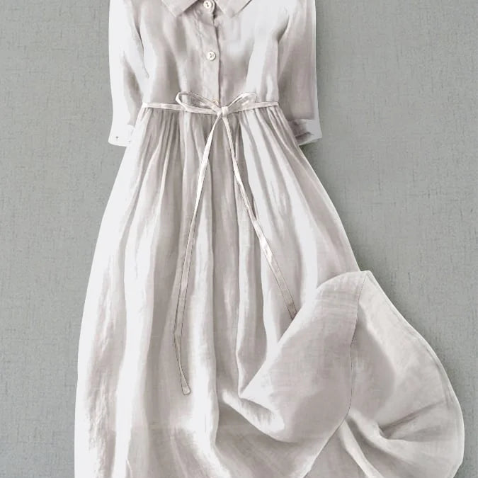 Greta | Elegantes Kleid mit 3/4-Ärmeln und Taillenband