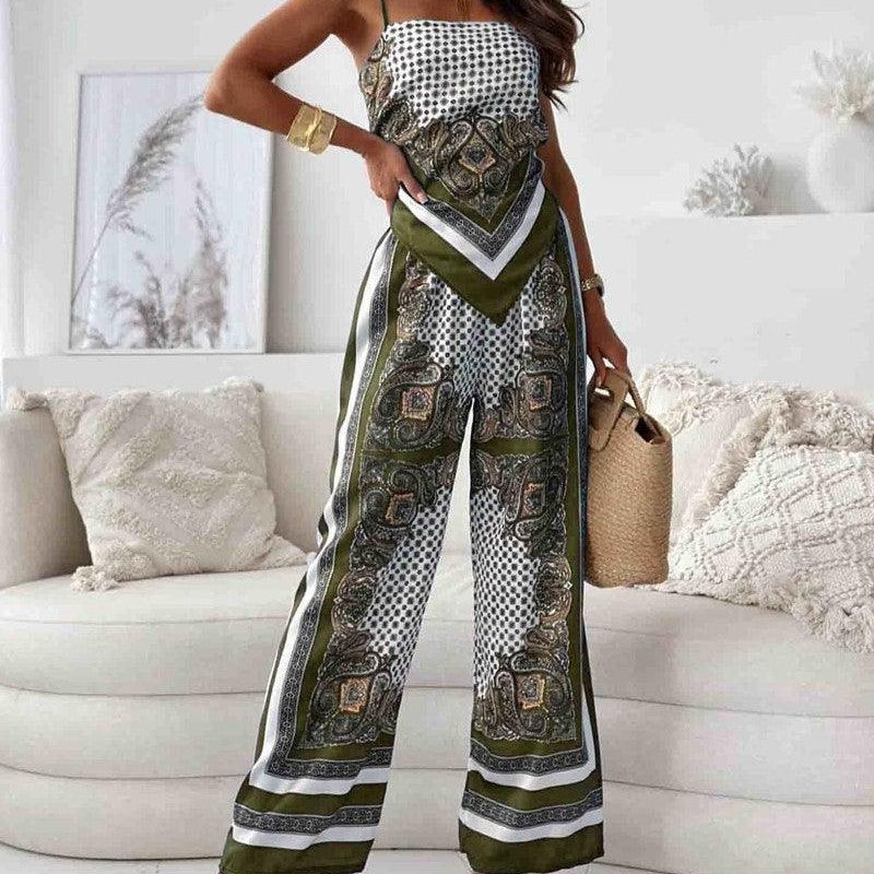 Lilly | Zweiteiliges Set elegant mit top mit Schnürung und Hose urlaubsbereit