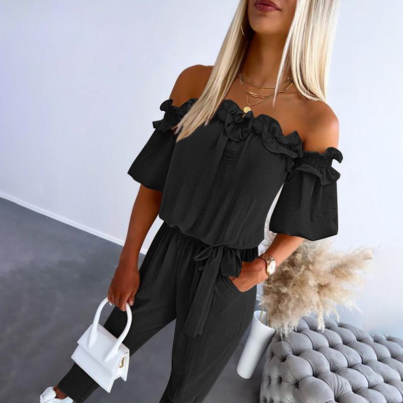 Faolnat | Eleganter Jumpsuit mit schulterfreiem Design und Taillenschnürung