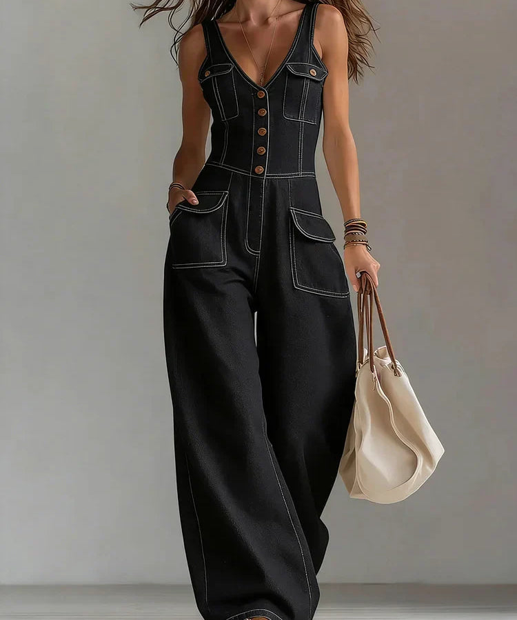 Sofia - Weitgeschnittene Denim-Jumpsuit