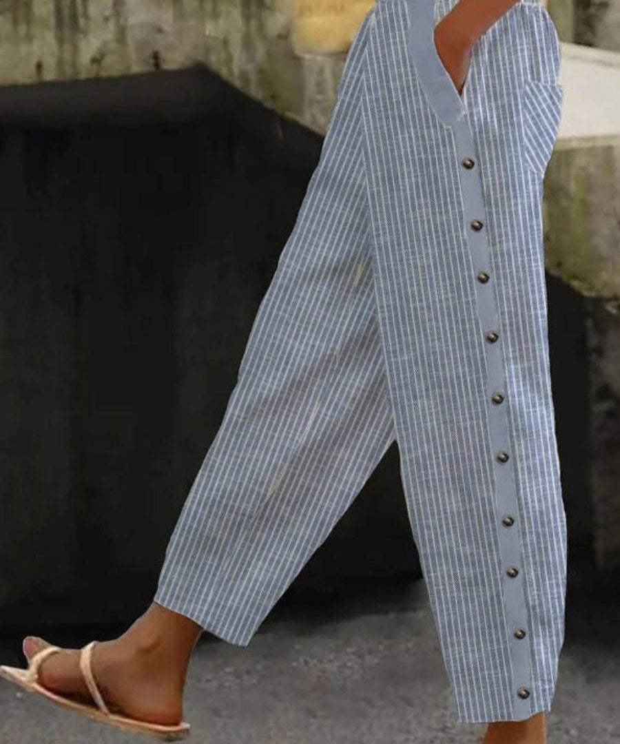 Caoimhe | Gestreifte Hose mit Knopfdetails