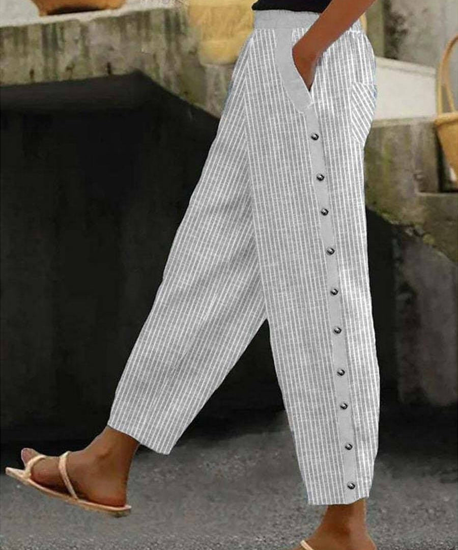 Caoimhe | Gestreifte Hose mit Knopfdetails