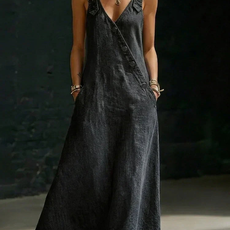 Vera - Langes Denimkleid mit Knöpfen