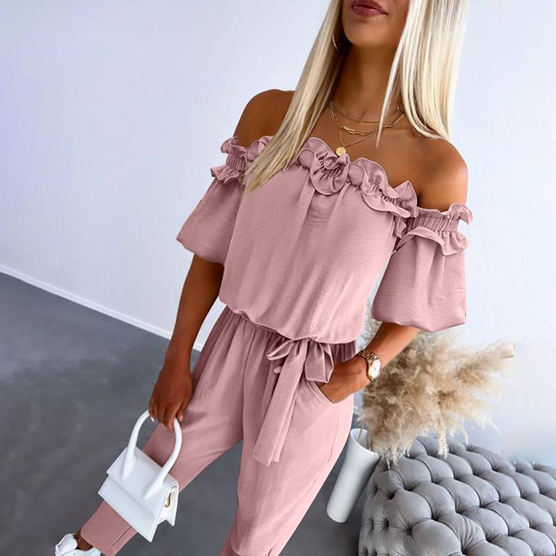 Faolnat | Eleganter Jumpsuit mit schulterfreiem Design und Taillenschnürung