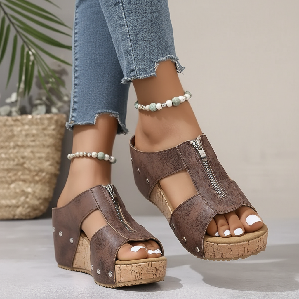 Nóirín | Stilvolle Keilsandalen