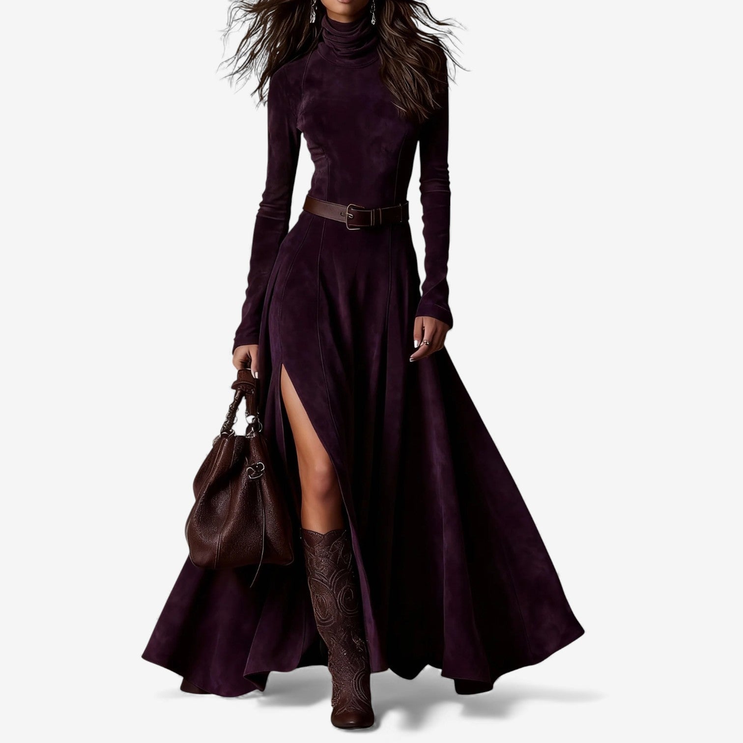 Fionnait | Elegantes Langes Kleid mit Gürtel